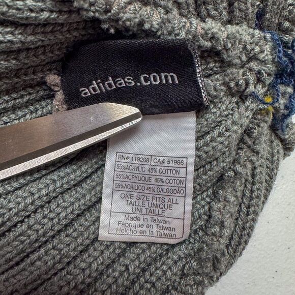 Illinois Fighting Illini Adidas Skull Cap Knit Beanie Pom Pom One Size Gray Blue - Picture 5 of 5